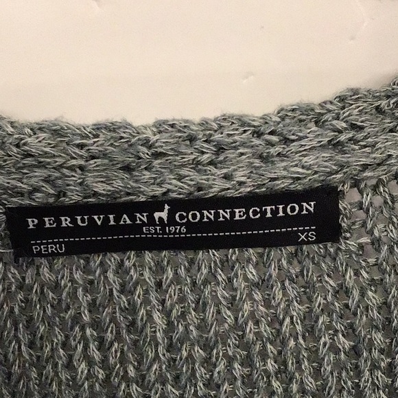 Peruvian Connection 100% Pima cotton sweater, XS, green - Picture 3 of 12